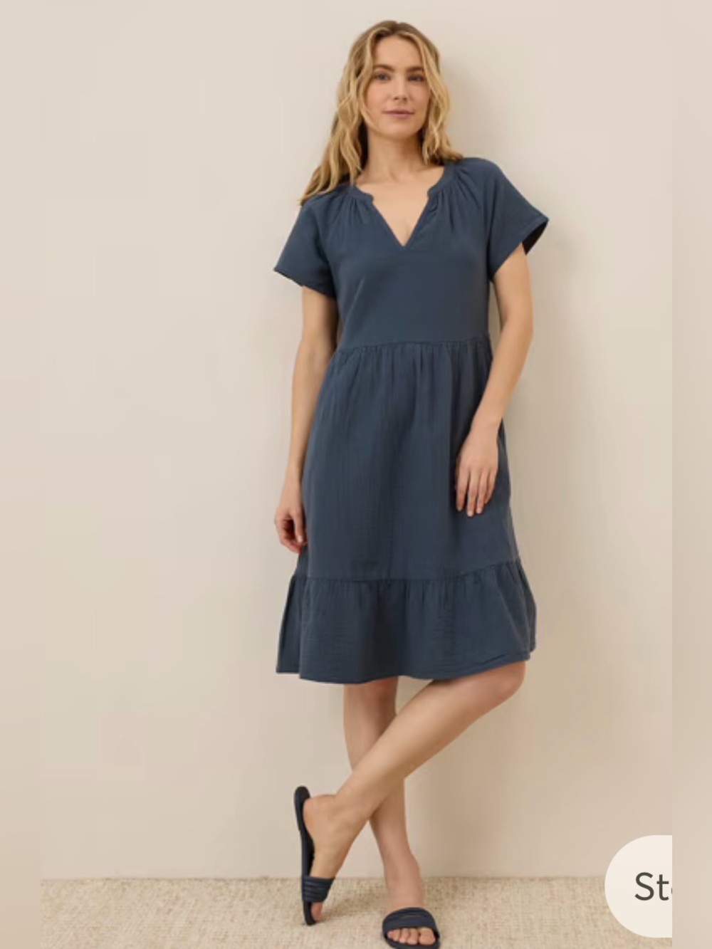 Pact Women's Coastal Double Gauze Breezy Dress 100% Organic Cottons size medium